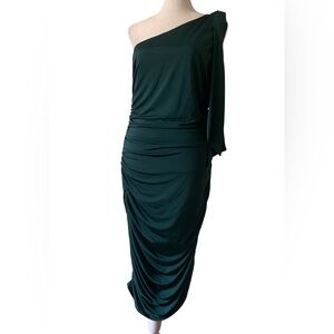 Julia Jordan Green Asymmetrical One Shoulder Dress